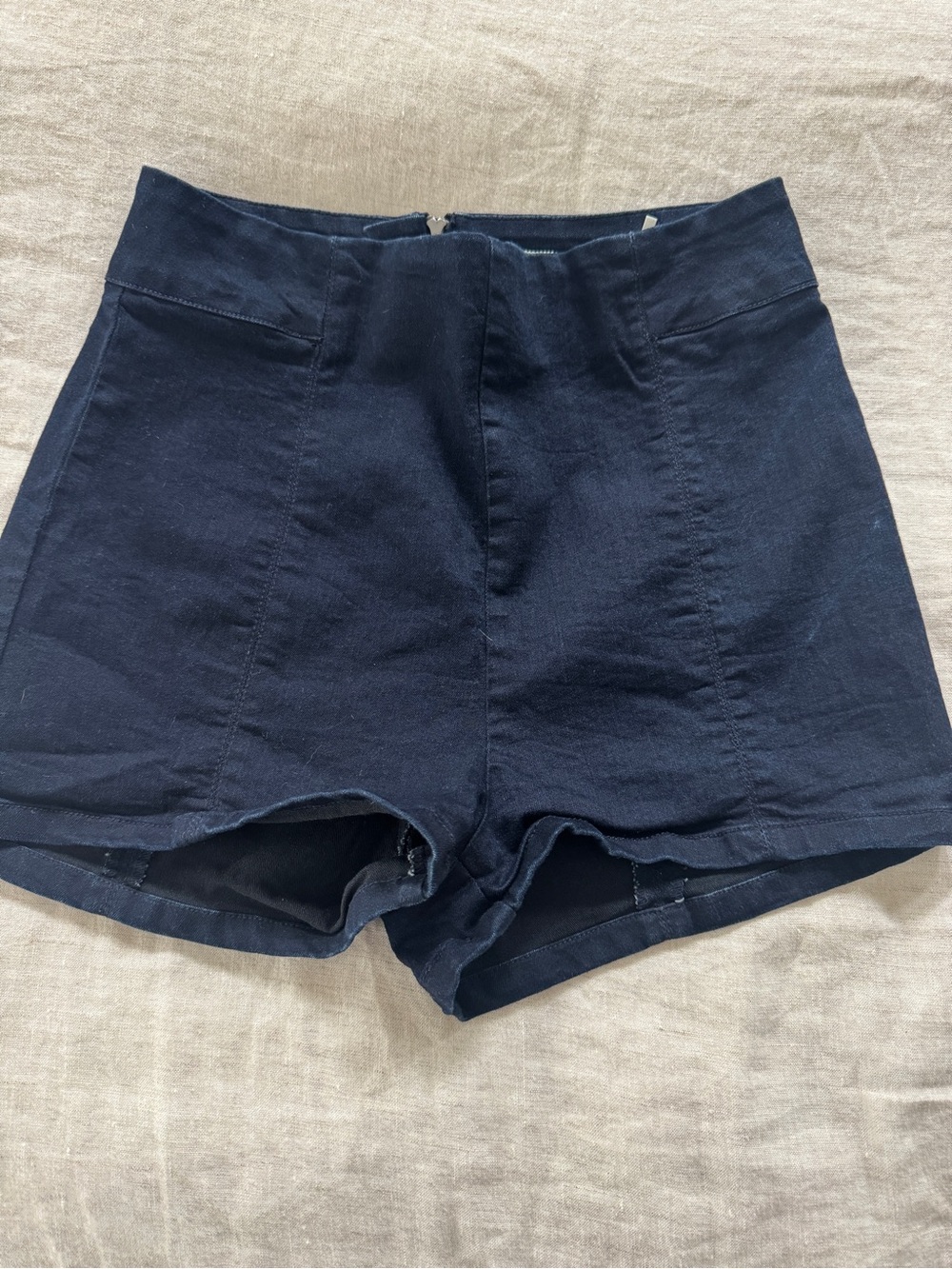 Kimchi Blue Navy High-Waist Shorts with Back Zip
